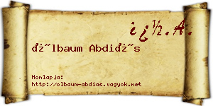 Ölbaum Abdiás névjegykártya